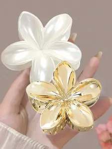2pcs 8cm/3.15in Acrylic Flower, Hibiscus Flower Hair Clip, Large Hair Claw Elegant Bun Clip Decorative Flower Hair Clip Everyday Accessory, Sweet Style Suitable For Daily Wear, Back To School Summer Vacay Beach Hair Accessories
