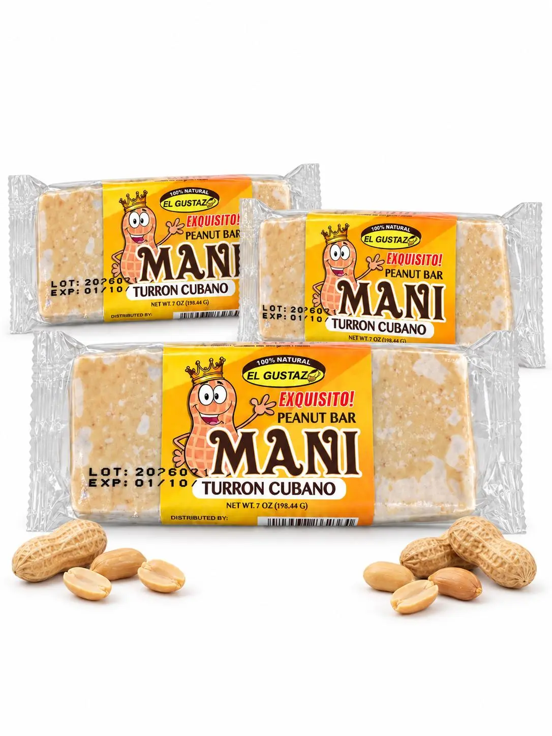 Turrón de Mani Cubano Peanut Bar 7 oz -(198.44 g)- 3 Pack, 6 Pack, Mixed Variety