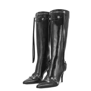 EROCALL Women's Black Knee High Stiletto Boots Sexy Pointed Toe Fashion Trendy High Heel Boots with Zipper Chic Design comfortable SpringStatements