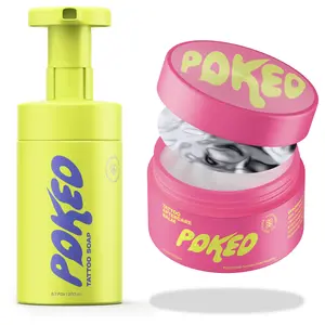 Poked Tattoo Aftercare Kit Duo | Cleansing Soap and Plush Balm with Soothing Botanicals, Natural Skin Purifiers & Powered by Peptides