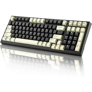 YZ98 Gasket Mechanical Keyboard,99 Key Hot Swappable BT5.0/2.4G/USB-C  NKRO 98% 1800 Layout with RGB LED Backlit for Linux/Win/(Black, Cocoa Cream V2 )