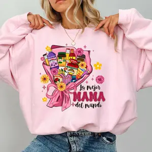Floral La Mejor Mama Del Mundo Sweatshirt, Latina Mother's Day Tee, Spanish Mom Gift, Retro Madre Tops, Womenswear