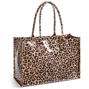 KALIDI Tote Bag PVC & Kraft Paper Cherry Pattern Lightweight Hospital Mom Shopping Bag for Women Everyday Use