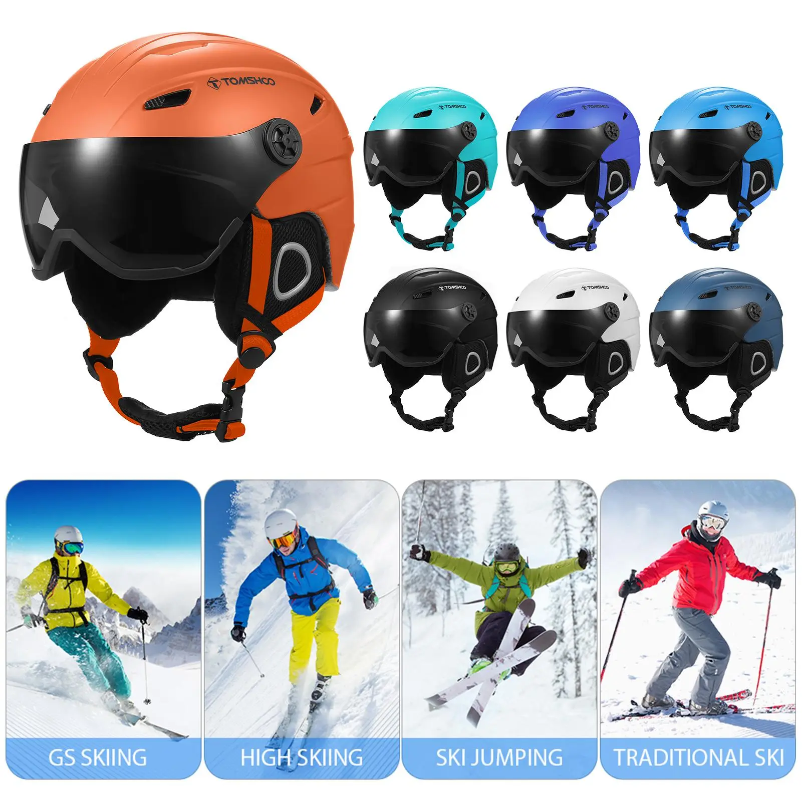 Ski Helmet Snowboard Helmet Outdoor Snow Sport Helmet with Goggles Removable Liner and Ear Pads