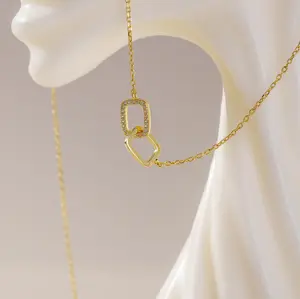Linked By  Love Rectangle Interlocking Necklace