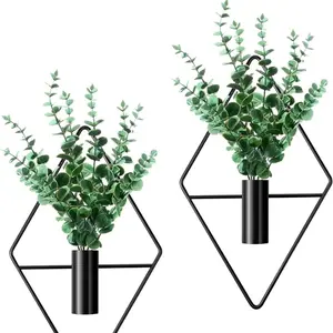 Modern Geometric Metal Hanging Vase Diamond Shape Wall Plant Holder for Home Bedroom Indoor Use Decorative Wall Art for Flowers & Greenery Must-Have for Home Decoration Lovers