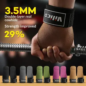 Anti-Slip Fitness Grip Pads, Anti-Callus Pull-Up Weightlifting Assist Bands, Leather Four-Finger Hand Protection for Hard Pulls