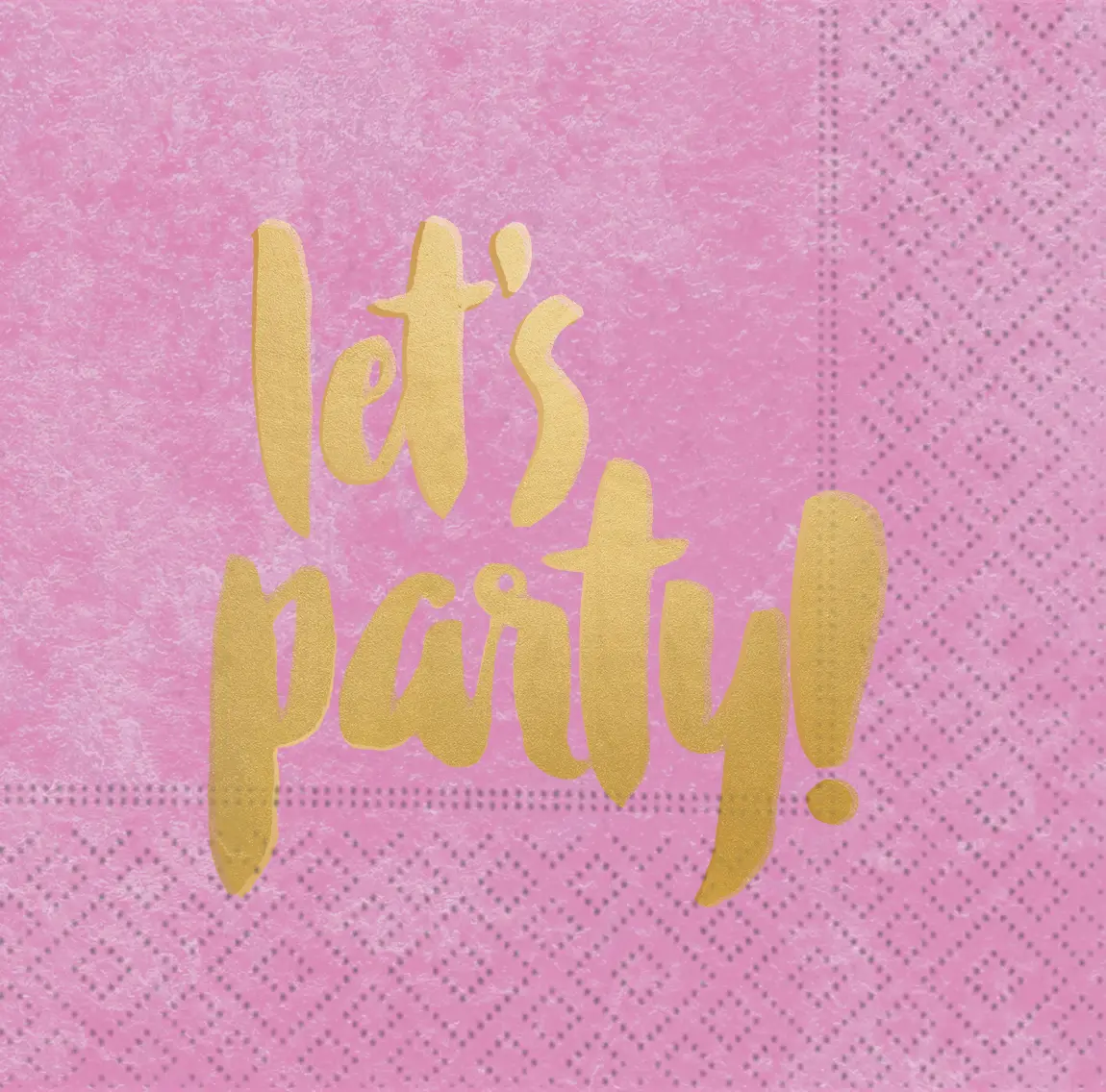 Let's Party Premium Beverage Napkins – Pink with Gold Foil, 16-Count, 3-Ply Design for Elegant Celebrations