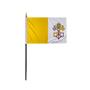 AGAS Vatican City Papal Religious Stick Flag Durable Lightweight Printed Reinforced Stitched Attached to Pole for Religious Processions Cultural Celebrations - Banners