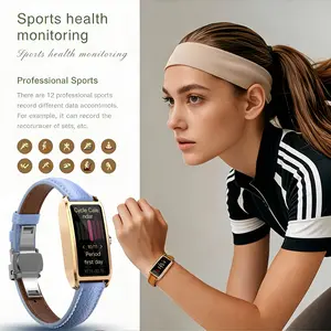 New fashionable smart Women's wristband, supporting multiple exercise modes, step counting function, yoga, hiking, cycling, water management, elegant Golden case, exquisite strap design, feminine care, shake to take photos, unique dial, lightweight