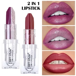 SAM SUGAR Dual Color Lipstick, Moisturizing Fine Glitter, Long-Lasting Hydration, Easy Application Gradient Lipstick