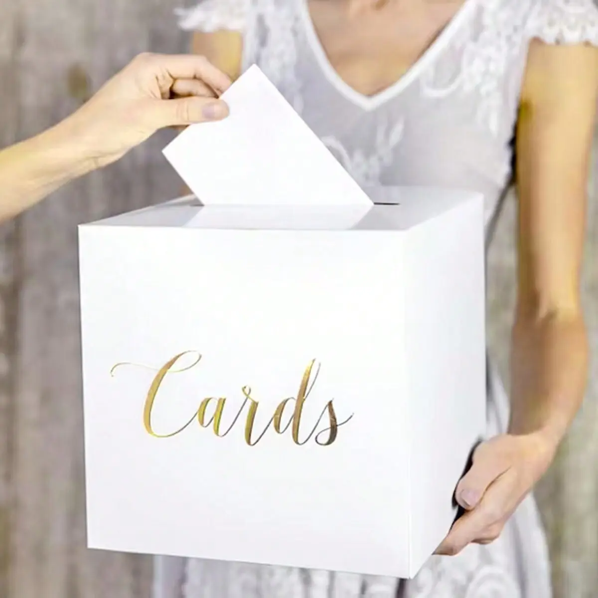 Wedding Gift Box Stand, Card Holder with Gold Foil Design, Baby Shower, Anniversary, Birthday Party, Graduation Centerpiece, Beautiful Gift Box, Gift Worthy Box, Includes 10 Cards