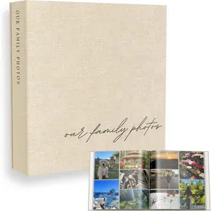 Family Photo Album 4x6 Pictures Large Linen Picture Book 400 Horizontal & Vertical Pockets Personalized Scrapbook Memory Book For Baby Kids Vacation Couples Anniversary