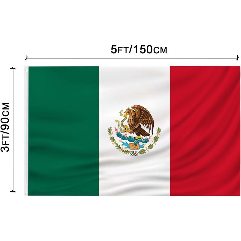 Mexican flag 3x5 FT Mexico FLAG Polyester outdoor indoor Canvas Header and Double Stitched with two Brass Grommets