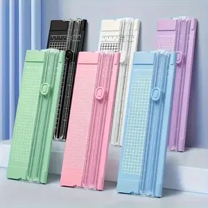 2 units of compact manual paper cutter - Six-color mini photo trimmer with grid pattern, suitable for precise cutting, perfect for scrapbooks and handmade projects. Durable plastic, suitable for lightweight cutting tools for scrapbooks and office supplies