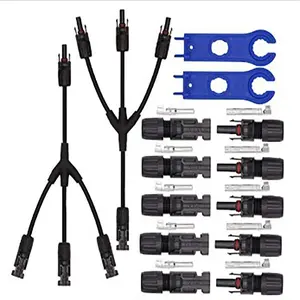 Solar Power Connector Set, 30a Y Branch Cable, 1to3 Parallel Connection Kit for Solar Panels (m/f), Ideal for Efficient Energy Management