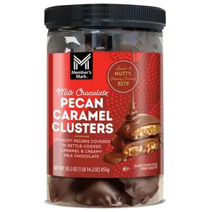 Member’s Mark Milk Chocolate Pecan Caramel Clusters – 30.2 oz Jar | Rich, Crunchy & Irresistible Snack