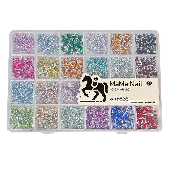 24 Color Nail Art Rhinestone Gem Kit with Case - Multi-Use 3D Crystal Embellishments for Nails, Art & Craft Projects | Gift for Nail Techsasts