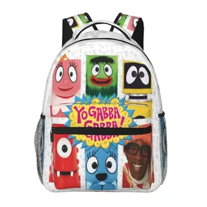 Casual Yo gabba gabba outdoor  Backpack Yo gabba gabba toys Laptop Daypack Funny cartoon Yo gabba gabba party supplies travel backpack for Travel Work Camping Women Men for festivals, birthdays, parties gifts