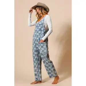 Denim Checkered Overalls