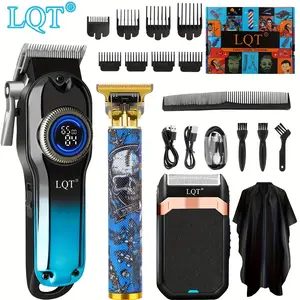 LQT 3-in-1 Skull Edition Grooming Kit - Cordless Hair Clipper, Adjustable Tattoo Trimmer, Smooth USB Shaver with LED Display, Durable Daily Use Tool, Ideal Gift
