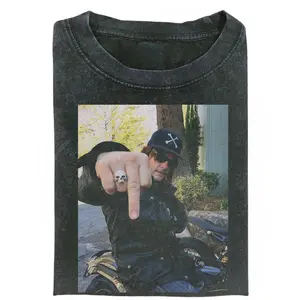Daryl Dixon Middle Finger Shirt, Norman Reedus Graphic Tee, The Walking Dead Fan T-shirt, Biker Meme Vintage Aesthetic, Gift for Men, Gift for Women, Crew Neck T-shirt, Trending T-shirt
