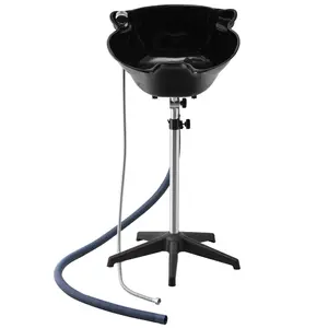 fathersdaygift VEVOR Portable Shampoo Bowl, Deep Shampoo Sink with Adjustable Height Angle, Includes Drain Hose, Shower Head, Lightweight Hair Wash Basin for Barber Salon Spa Center Home Use, Black
