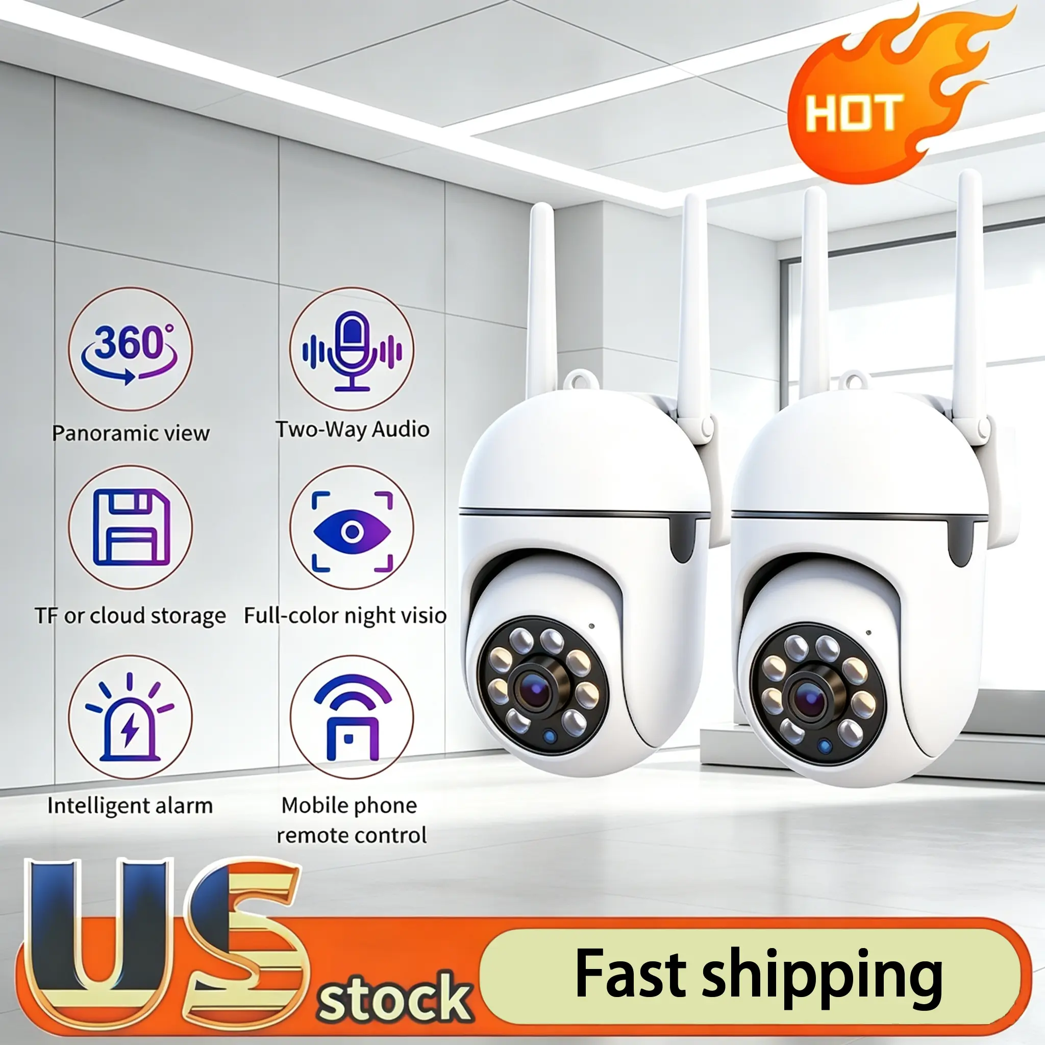 355° Smart Home Security Camera, 1080p Full HD, Motion Detection, Two-Way Audio, Wi-Fi & Bluetooth Connectivity; Ideal for Monitoring Babies, Pets, and the Elderly; Great Housewarming Gift for Home Protection.
