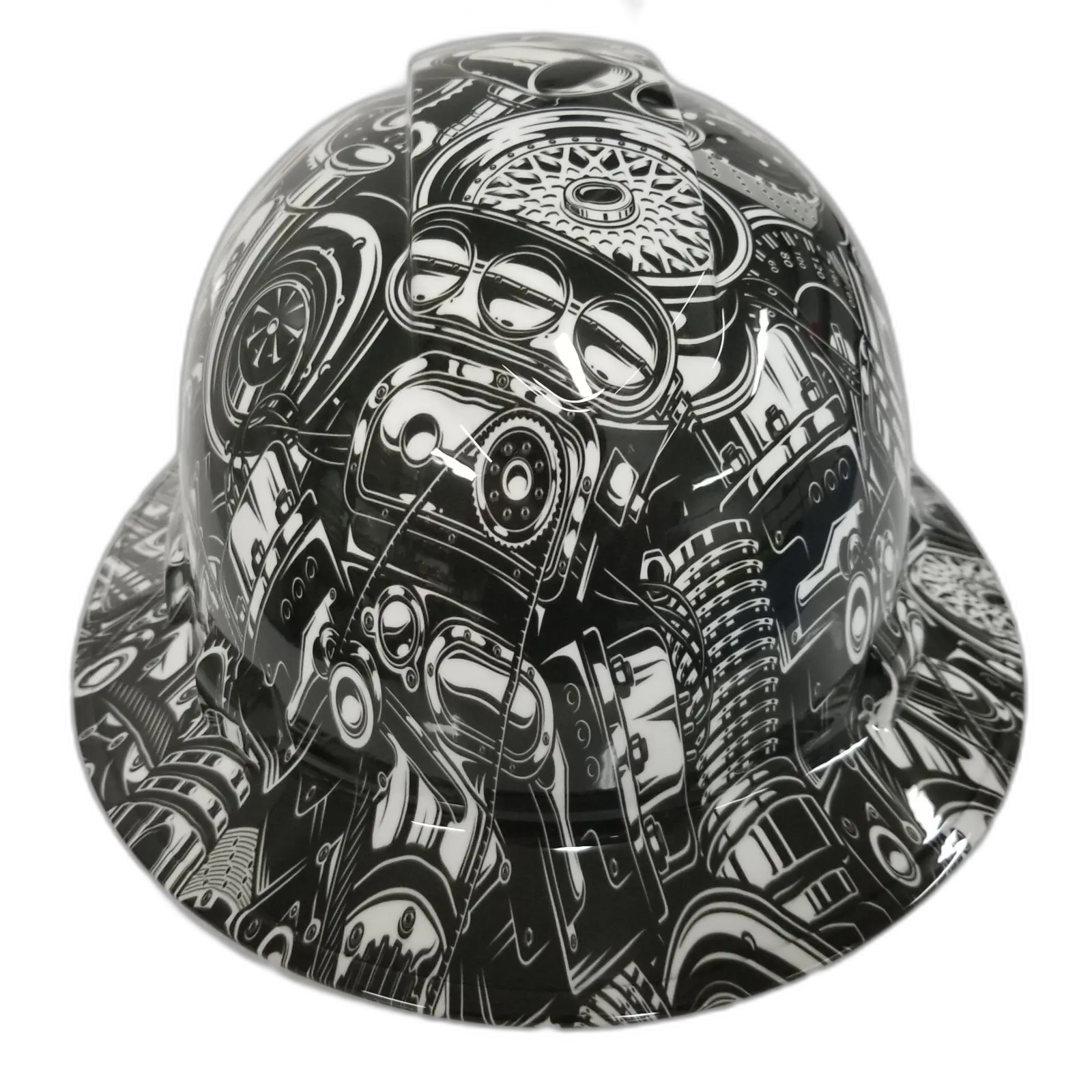 V8 Hot Rod Sticker Bomb - Custom Hydro Dipped Full Brim Hard Hat