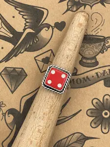 Zuri-Vintage Crisloid Red Dice #4 Ring