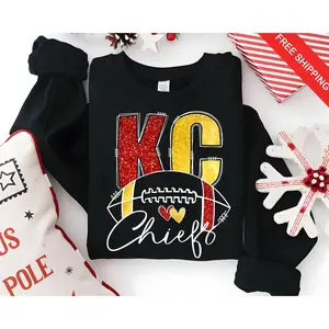 K4nsas City Sparkle Sweatshirt, Chiefs Shirt, K4nsas Football Shirt, Gift for Kans4s Football Fan, Ch1efs Gifts for Her, Kans4s City Tee