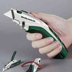 Aluminum Alloy Utility Knife with SK5 Steel Blade, Ultra-Sharp Smooth Cutting Tool, 3-Stage Retractable Blade, Integrated Blade Storage Compartment, Reliable Cutting Solution for Daily and Professional Tasks