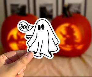 Funny Ghost Sticker, Boo Sheet Sticker, Boo Sheet Ghost, Halloween, Spooky, Thumbs Down