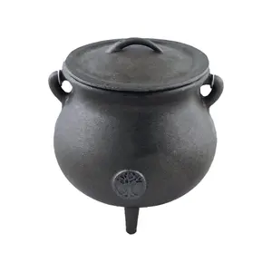 Cast Iron Cauldron 7" - Tree of Life Ritual Vessel