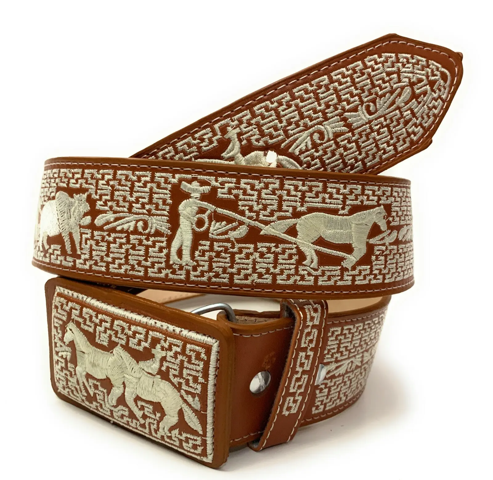 CINTO CHARRO BORDADO. MENS WESTERN BELT. VAQUERO PITIADO STYLE SUERTES CHARRAS