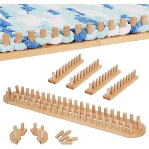 64" Chunky Loom for - Wood Frame for Hand-Knit, DIY Craft Loom for Beginners, Reusable & Blanket Set with No Needles Required