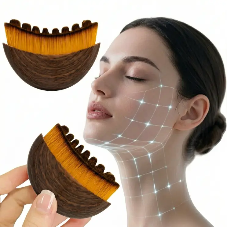 Lymphatic Contour Face Brush for Jawline Sculpting, Lymphatic Drainage & Face Debloat - Gentle Daily Dry Brushing Massager for Cheeks & Radiant Skin, Facial Slimming Tool for Men & Women, Ergonomic, Plastic, Relaxing
