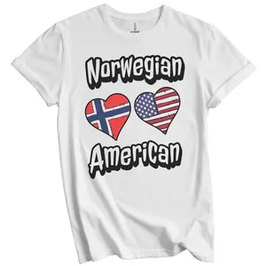 Norwegian American Flag Hearts Combo Norway T-Shirt