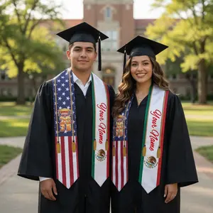 Personalized Mexican American Heritage Graduation Stole | Custom Name & Year Sash