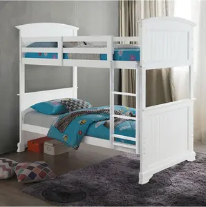 Albano White Twin/Twin or Twin/Full Bunk Bed – Solid Wood Bunk Bed with Plank Panel Design, Reversible Ladder & Storage-Friendly Style by Furniture of America