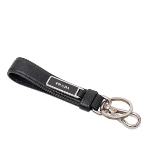 Pre-owned PRADA Calfskin Small Leather Goods Saffiano Leather Key Holder Bag Charm