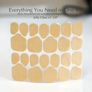 Jelly Glue x1 24P FOR- Handmade Long Square 10 PCS 3D Gel Press-On Nails | Reusable, Long-Lasting, Salon-Perfect Finish，3D Gel fake nails acrylic press nails