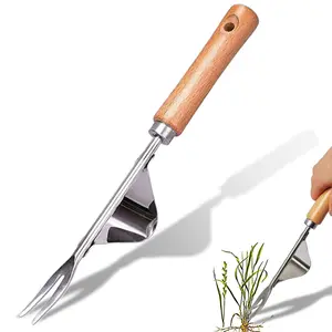 Weeding Tool V-Shaped Forks,Stainless Steel Weed Puller Tool with Metal Leverage Base to Easy Weed Removal & Deeper Root Digging,Manual Hand Weeder (1)
