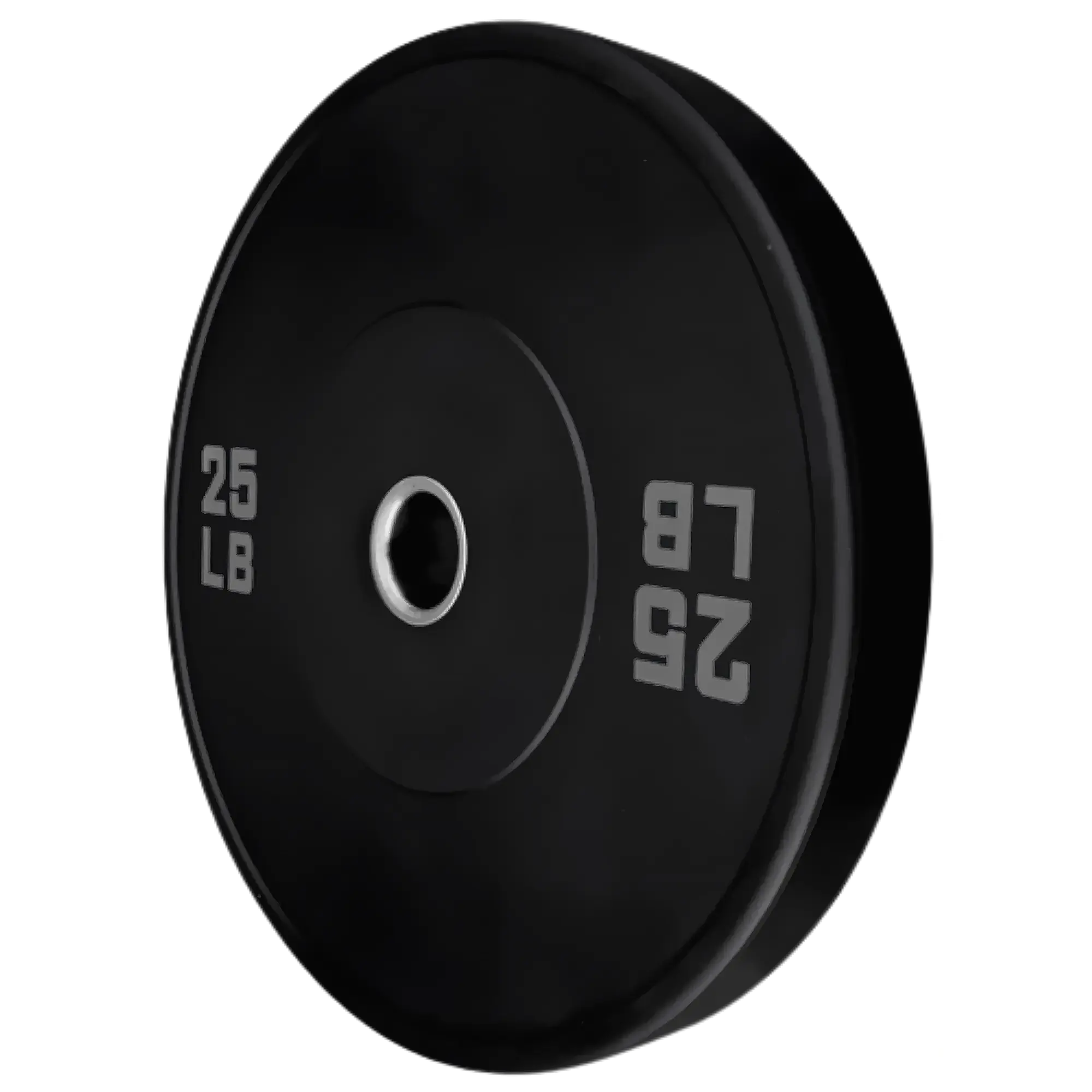French Fitness Olympic Black Bumper Plate - 25 lbs Blank New, Barbell Weights, Weight Plates