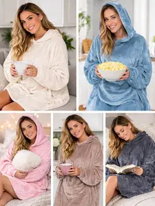 Cloud Soft Hoodie with Pockets Midi Length Loungewear Oversized Hood Kangaroo Pocket Slightly Stretchy Opaque Fabric