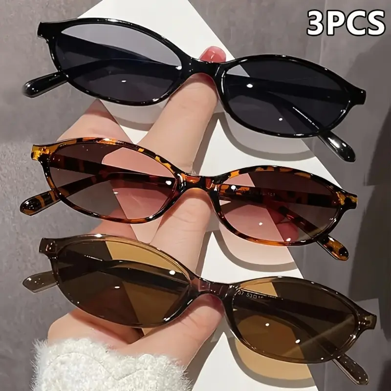 Women's 3-Piece Square Sunglasses Set - UV400 UV Protection Lens, Lightweight Assorted Plastic Frames, Colorful Tinted Single-Lens Classic Squarebody Non-Prescription Eyewear, Sleek Summer Fashion for Daily Wear & Photography, Statement Frame Glasses, Ass