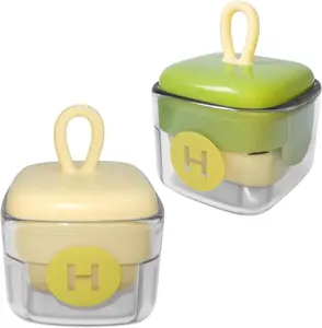 Mini Washable Lint Roller Reusable Sticky Lint Remover Portable Pet Hair Remover for Clothes Travel Household Use Green and Beige