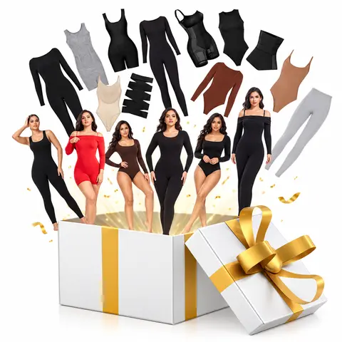 Soo Slick Women's High-Quality Stretchy Spandex-Nylon Basic Style Mystery Box - 4 Fashion Pieces (Bodysuit, Playsuit, Jumpsuit, Waist Trainer, Wrap, Leggings, Shapewear, Bralette) - Minimalist, Casual, Comfortable, Fit, Hand Wash Only, Halloween