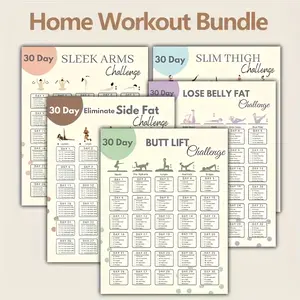 10pcs 30 Day Home Exercise Challenge Poster Set, Fitness Plan for Arm Thigh Hip Abdominal Fat Side Fat Exercises, 10 Piece Workout Guide