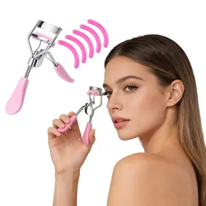 1 Eyelash Curler + 5 Replacement Pads, Eyelash Curler Set, Cute Design, Metal Build with Anti-Slip Handle, Long-Lasting Curling Tool for Makeup Lovers